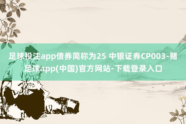 足球投注app债券简称为25 中银证券CP003-赌足球app(中国)官方网站-下载登录入口