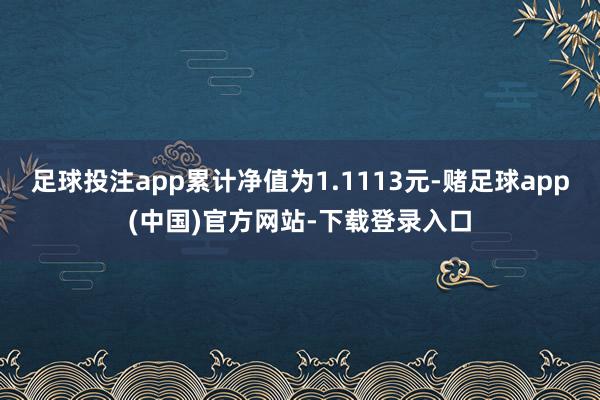 足球投注app累计净值为1.1113元-赌足球app(中国)官方网站-下载登录入口