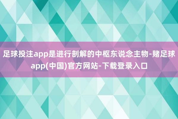 足球投注app是进行剖解的中枢东说念主物-赌足球app(中国)官方网站-下载登录入口