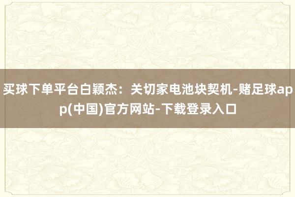买球下单平台白颖杰：关切家电池块契机-赌足球app(中国)官