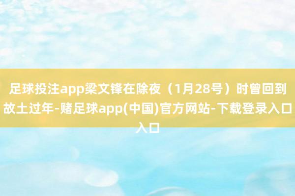 足球投注app梁文锋在除夜(1月28号)时曾回到故土过年-赌足球app(中国)官方网站-下载登录入口