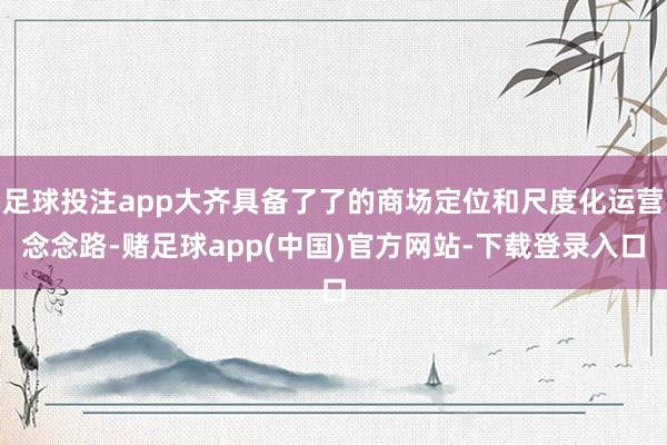 足球投注app大齐具备了了的商场定位和尺度化运营念念路-赌足球app(中国)官方网站-下载登录入口