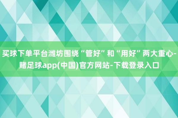 买球下单平台潍坊围绕“管好”和“用好”两大重心-赌足球app(中国)官方网站-下载登录入口