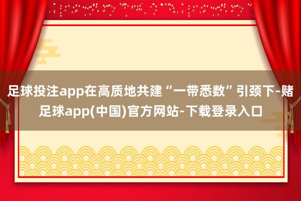 足球投注app在高质地共建“一带悉数”引颈下-赌足球app(中国)官方网站-下载登录入口