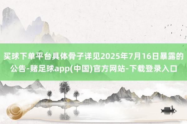 买球下单平台具体骨子详见2025年7月16日暴露的公告-赌足球app(中国)官方网站-下载登录入口
